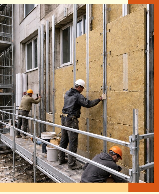 Утепление вентилируемого фасада в Чусовой от 5851 руб/м2 — монтаж и утепление вентфасад | ТепломастерЧсв